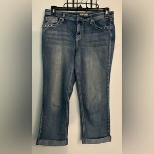 Earl Jeans‎ Womens 10 Cropped Bedazzled Rhinestone Western Cowgirl Midrise Jeans